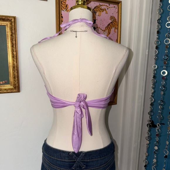 Vintage Y2K Purple Beaded Bikini Top - Picture 2 of 3